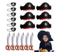 Generico Suministros de cosplay para fiestas infantiles pirata | Kits de suministros de fiesta pirata cosplay,ojos de, espadas, sombreros para