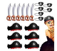 Genérico Suministros de fiesta con temática pirata,Kit de suministros de fiesta pirata cosplay | Halloween Pirate Party promueve el traje de para adultos