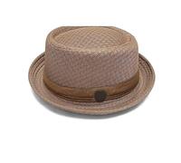 Genérico Summer Breathable Mesh Pork Pie Hat for Men Lightweight Foldable Straw Fedora Sun Beach Travel Hat