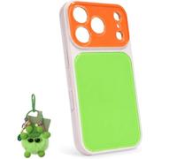 Genérico Summer Dopamine Phone Case, Vibrant Contrast Color Dopamine Acrylic Phone Case with Cute Ornaments, Compatible with iPhone 13 14 15 16 17 (F,For 17Promax)