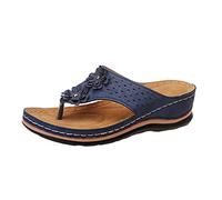 Genérico Summer Flip Slider Mujer Correa en chanclas Roman Slip Flat Clip Sandalias T Sandalias Cómodas con soporte para el Sandalias con punta abierta para mujer (Blue, 42)
