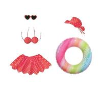 Genérico Summer Hawaiian Porch Goose Outfit | Bikini Dress Costume Set With Hat Sunglasses & Float Ring | Polyester Garden Lawn Outdoor Patio Decoration For 23 Inch Goose Statue Seasonal Summer Decor