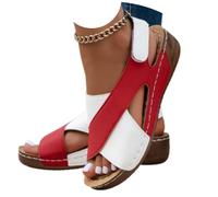 Genérico Summer Orthopedic Sandals for Women 2026 Dressy Summer Contrast Color Crisscross Strap Open Toe Shoes with Arch Support (Red/White,41)
