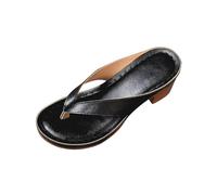 Genérico Summer Sandals for Women 2025 Trendy Orthopedic Dressy Chunky Heel Sandal Arch Support Comfortable Slip-On Comfortable Slip-On Open Toe Heeled Bridal Party Wedding Shoes (Black, 41)