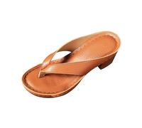 Genérico Summer Sandals for Women 2025 Trendy Orthopedic Dressy Chunky Heel Sandal Arch Support Comfortable Slip-On Comfortable Slip-On Open Toe Heeled Bridal Party Wedding Shoes (Brown, 40)