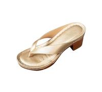 Genérico Summer Sandals for Women 2025 Trendy Orthopedic Dressy Chunky Heel Sandal Arch Support Comfortable Slip-On Comfortable Slip-On Open Toe Heeled Bridal Party Wedding Shoes (Gold, 37)