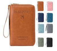 Genérico Summer Simple Plain Passport Cases Back To School, Charm Infinite Travel Wallet, Multi-Functional Zipper Travels Cards Holder, Blocking Card Holder, for School, Outdoor (Brown)