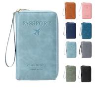 Genérico Summer Simple Plain Passport Cases Back To School, Charm Infinite Travel Wallet, Multi-Functional Zipper Travels Cards Holder, Blocking Card Holder, for School, Outdoor (Sky Blue)