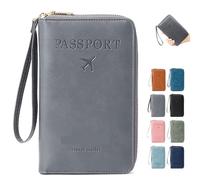 Genérico Summer Simple Plain Passport Cases Back To School, Multi-Functional Zipper Travel Card Holder, Travel Wallet, RFID Blocking Card Holder (Gray)
