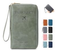 Genérico Summer Simple Plain Passport Cases Back To School, Multi-Functional Zipper Travel Card Holder, Travel Wallet, RFID Blocking Card Holder (Green)