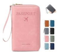 Genérico Summer Simple Plain Passport Cases Back To School, Multi-Functional Zipper Travel Card Holder, Travel Wallet, RFID Blocking Card Holder (Pink)