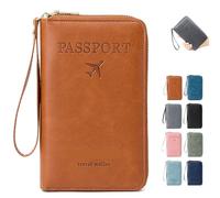 Genérico Summer Simple Plain Passport Cases Back To School, Multi-Functional Zipper Travel Card Holder, Travel Wallet, RFID Blocking Card Holder (Brown)