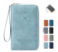 Genérico Summer Simple Plain Passport Cases Back To School, Multi-Functional Zipper Travel Card Holder, Travel Wallet, RFID Blocking Card Holder (Sky Blue)