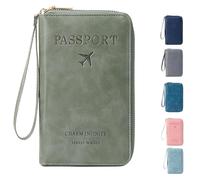 Genérico Summer Simple Plain Passport Cases Back To School, Travel Wallet, Multi-Functional Zipper Travel Card Holder, for School,Travel,Outdoor (Green)