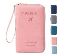 Genérico Summer Simple Plain Passport Cases Back To School, Travel Wallet, Multi-Functional Zipper Travel Card Holder, for School,Travel,Outdoor (Pink)