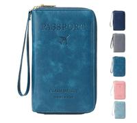 Genérico Summer Simple Plain Passport Cases Back To School, Travel Wallet, Multi-Functional Zipper Travel Card Holder, for School,Travel,Outdoor (Peacock Blue)