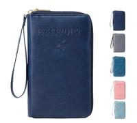 Genérico Summer Simple Plain Passport Cases Back To School, Travel Wallet, Multi-Functional Zipper Travel Card Holder, for School,Travel,Outdoor (Dark Blue)