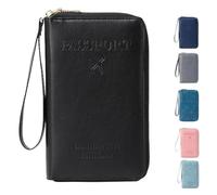 Genérico Summer Simple Plain Passport Cases Back To School, Travel Wallet, Multi-Functional Zipper Travel Card Holder, for School,Travel,Outdoor (Black)