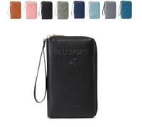 Genérico Summer Simple Solid Color Passport Holder Back to School, RFID Blocking Card Holder, Multi-Function Zipper Travel Card Holder (Black)