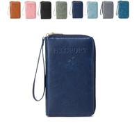 Genérico Summer Simple Solid Color Passport Holder Back to School, RFID Blocking Card Holder, Multi-Function Zipper Travel Card Holder (Dark Blue)