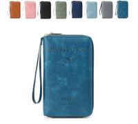 Genérico Summer Simple Solid Color Passport Holder Back to School, RFID Blocking Card Holder, Multi-Function Zipper Travel Card Holder (Blue)