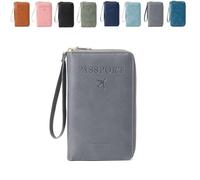 Genérico Summer Simple Solid Color Passport Holder Back to School, RFID Blocking Card Holder, Multi-Function Zipper Travel Card Holder (Gray)
