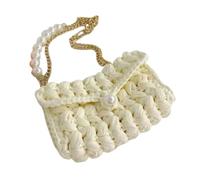 Genérico Summer Tote Bag Beaded Shell Purse for Women, Hand Woven bag With Pearl Strap, Beach Crossbody Bag, for Beach Wedding Party Vacation (White)