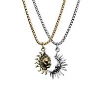 Genérico Sun and Moon Friendship Necklace - Titanium Steel Necklaces Jewelry for Friends | Moon And Sun Necklace with 60cm Chain, Unisex Friendship Jewelries for Women Men