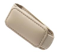 Genérico Sunglass Holder for Car - Artificial Leather Visor Clip | 8x3cm Compact Back Clip Style, Easy Install Sunshade Accessory, Secure Storage for Glasses Tickets Cards in Beige Black
