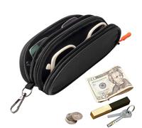 Genérico Sunglasses Case - 2 Pocket Soft With Keychain Clip, Eyeglass Case | Portable Glasses Cases Storage Organizer For Women Men Eyewear Travel Office Outdoor Camping Sports Fishing Hiking