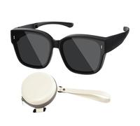 Genérico Sunglasses Over Glasses, Uv Protection Shades, 6.1x5.51x2.28 Inches Portable Foldable Eyewear, Fit Overs Eyeglasses for Men, Women, Sports, Biking, Fishing, Beach, Hiking, Camping