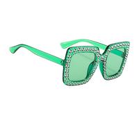 Generico Sunglasses with Rhinestones - for Style | Gradient Rhinestone Sunglasses Featuring Glitter Square Frames, Perfect | Sunglasśes for Women Fōr Outdoor and Fashion Use, verde, Fare riferimento