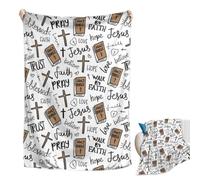 Genérico Super Soft Christian Bible Jesus Throw Blanket, Jesus Bible Verse Warm Blanket, Faith Prayer Blanket, Cozy Plush Flannel Fleece Spiritual Throw for Sofa Couch Bed Decor (60×50in)