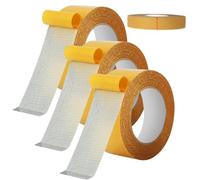 Genérico Super Sticky Resistente Clear Tape Double Sided - 3 Roll Cloth Tape, Durable and Leaves No Residue After Removal with Fiberglass Mesh, Universal High Tack Strong Wall Adhesive (2CM)