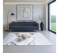 Genérico Super Suaves de Tapete Quarto Lavable a máquina Carpet Blanco Animales, Comida, Cepillo de Dientes 60_x_90_cm Adecuado para Sala de Estar, Dormitorio, Oficina.