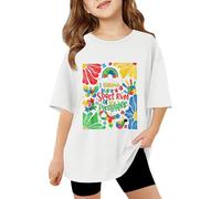 Genérico Superior Niño Conciencia Social Apoyo a la Diferencia Patrón Químico Detallado Manga Corta Cuello Redondo Camiseta Casual y Significativo, blanco, 140 cm