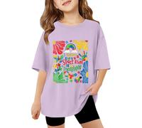 Genérico Superior Niño Conciencia Social Apoyo a la Diferencia Patrón Químico Detallado Manga Corta Cuello Redondo Camiseta Casual y Significativo, morado, 140 cm