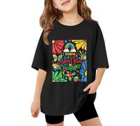 Genérico Superior Niño Conciencia Social Apoyo a la Diferencia Patrón Químico Detallado Manga Corta Cuello Redondo Camiseta Casual y Significativo, Le Noir, 120 cm