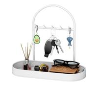 Genérico Support De Rangement Pour Bijoux Avec Plateau À Clés, 5 Accroches Pour Organiser Porte | Bracelets, Pendentifs, Parures Accessoires, Cadeau Féminin Et Décoratif