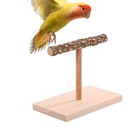 Genérico Support Perchoir Oiseaux Bois Forme T,Plateforme 10×10×11,5 cm exercice Table calopsittes pivoines aras perroquets Tigres activité Stable jouet Naturel entraînement intérieur