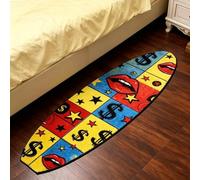 Genérico Surfboard-Shaped Fun Bedroom Mat,Absorbent Quick-Dry Non-Slip Carpet,Colour Ocean Theme Pattern Surfboard Shaped Area Rug,for Living Room Bedroom Entryway Home Kitchen Decor