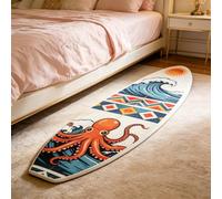 Genérico Surfboard-Shaped Fun Bedroom Mat,Absorbent Quick-Dry Non-Slip Carpet,Colour Ocean Theme Pattern Surfboard Shaped Area Rug,for Living Room Bedroom Entryway Home Kitchen Decor