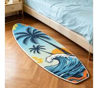 Genérico Surfboard-Shaped Fun Bedroom Mat,Absorbent Quick-Dry Non-Slip Carpet,Colour Ocean Theme Pattern Surfboard Shaped Area Rug,for Living Room Bedroom Entryway Home Kitchen Decor