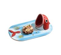 Genérico Sushi Plate Set, Ceramic Salad Dish, Hand Painted Bowl with Elegant Finish, Multi Purpose Use at Table, Serving Tray for Dinner, Event, Kitchen, Home, 3.39x7.87x4.33 Inches