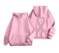 Genérico Sweat à Capuche zippé pour Homme Avec poche et Cordon de serrage, idéal au quotidien et imprimé pour la sensibilisation au Cancer du Sein. Sudadera Lentejuelas Mujer (XL)