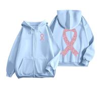 Genérico Sweat à Capuche zippé pour Homme Avec poche et Cordon de serrage, idéal au quotidien et imprimé pour la sensibilisation au Cancer du Sein. Sudadera Lentejuelas Mujer (Sky Blue, L)