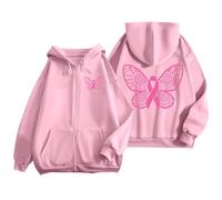 Genérico Sweat à Capuche zippé pour Homme Avec poche et Cordon de serrage, idéal au quotidien et imprimé pour la sensibilisation au Cancer du Sein. Sudadera Azul Cremallera Mujer (M)