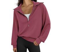 Genérico Sweatshirt for Women Quarter Half Zip Stand Neck Sweatshirt Long Sleeve Quarter Zip Hoodies Fashion Fall Dresses Tops (5,L)