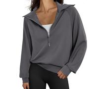 Genérico Sweatshirt for Women Quarter Half Zip Stand Neck Sweatshirt Long Sleeve Quarter Zip Hoodies Fashion Fall Dresses Tops (12,XL)
