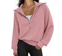 Genérico Sweatshirt for Women Quarter Half Zip Stand Neck Sweatshirt Long Sleeve Quarter Zip Hoodies Fashion Fall Dresses Tops (3,XXL)